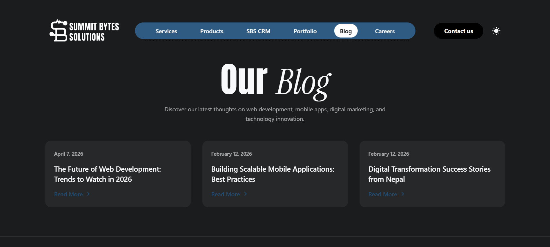 Summitbytes Blogs Page Dark