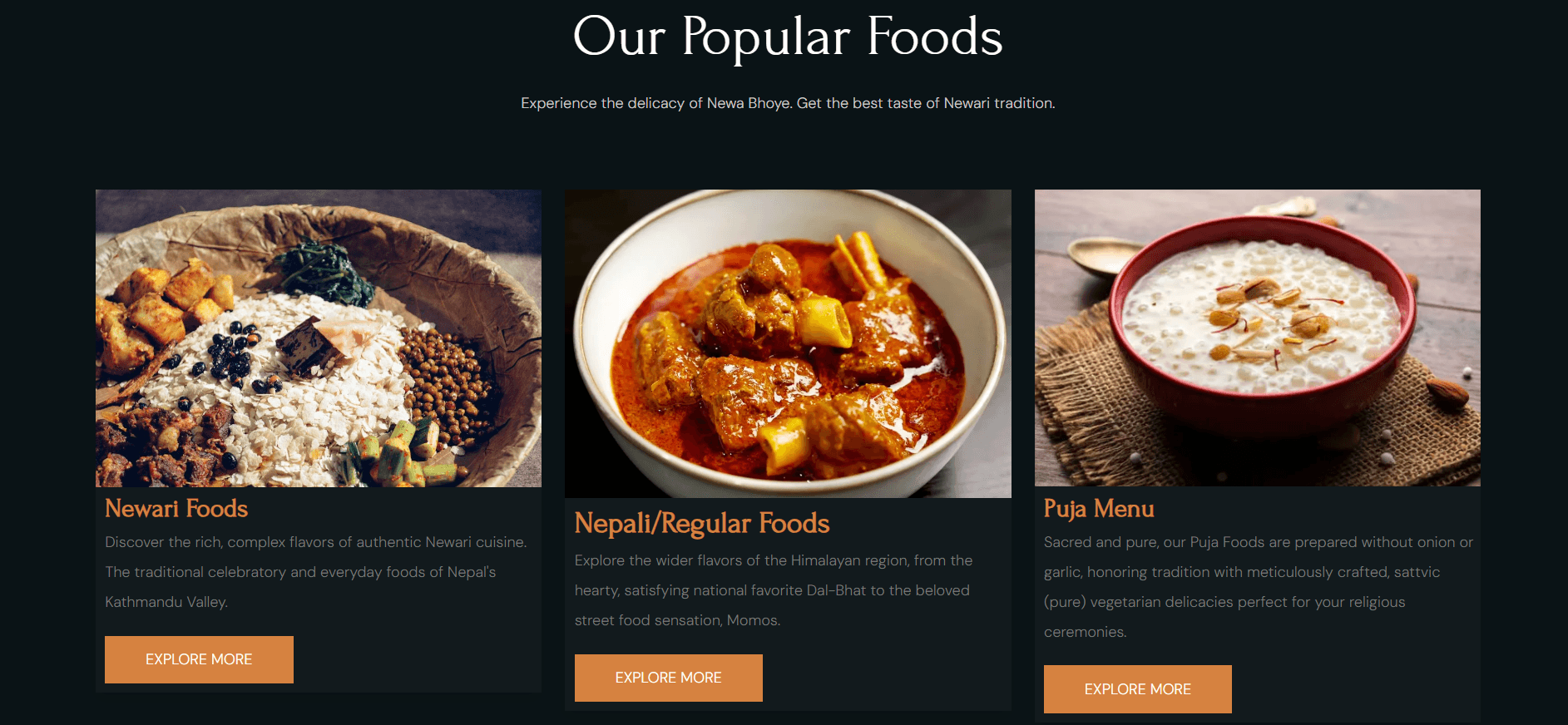 Newabhoye popular food section