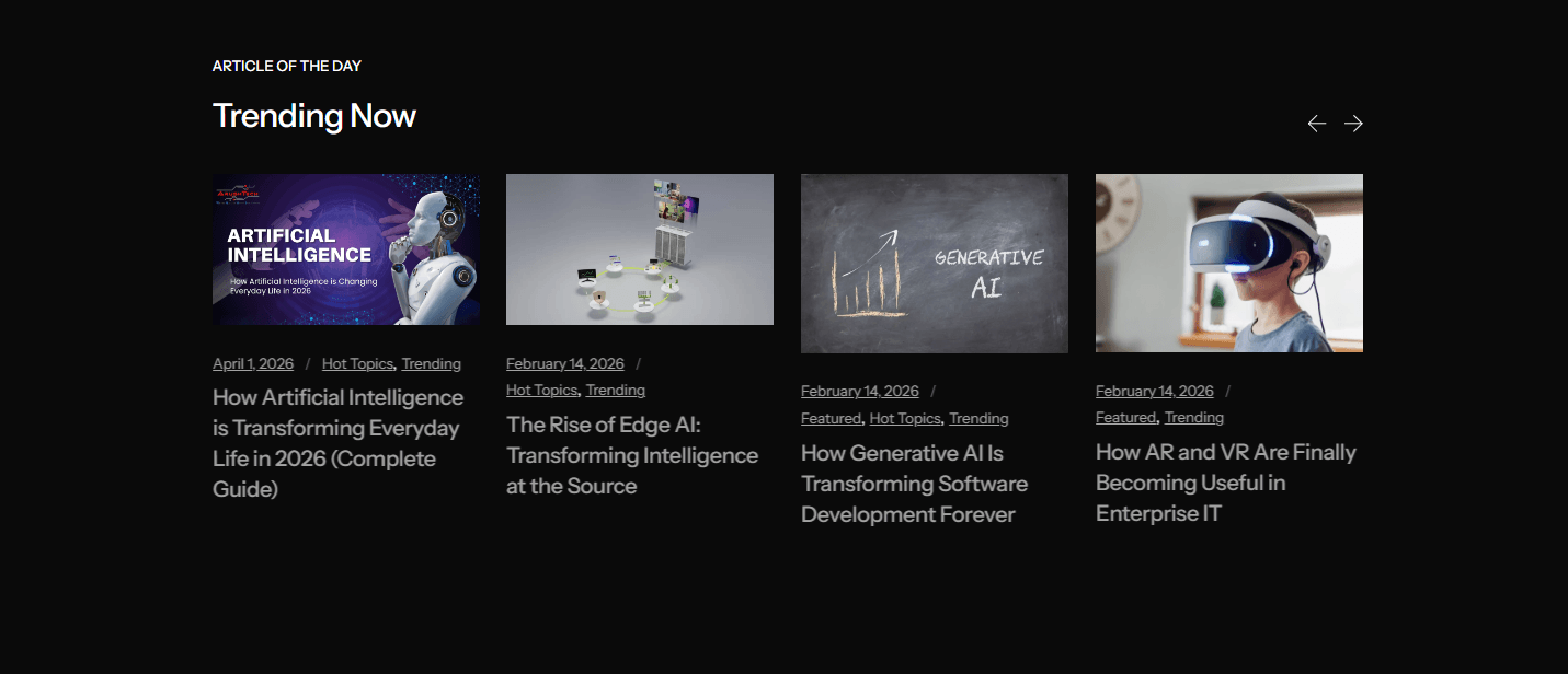 Arushtech Trending section dark